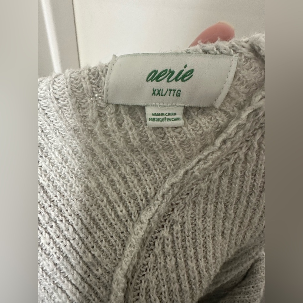 Soft Aerie Sweater with Crisscross Back - Gray - Picture 8 of 9